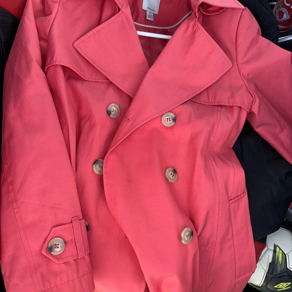 Halogen Coral Double-Breasted Trench Coat - Picture 8 of 9